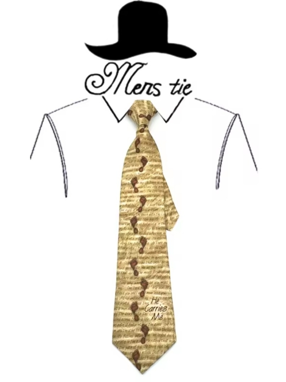 Mens Tie Gold Brown Novelty Print Tie